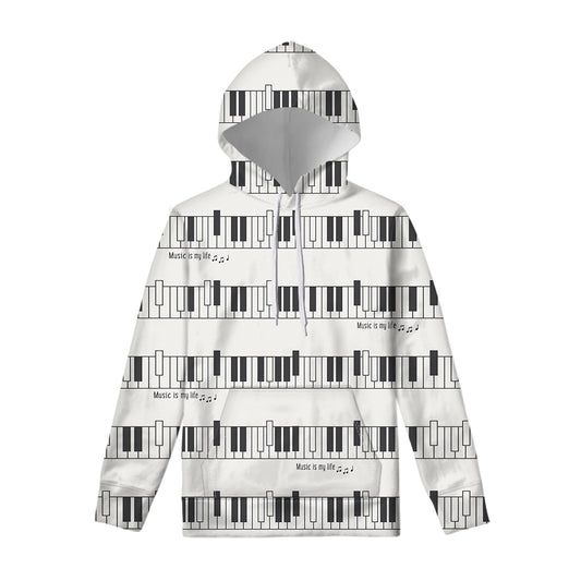 Piano Pattern Print Pullover Hoodie