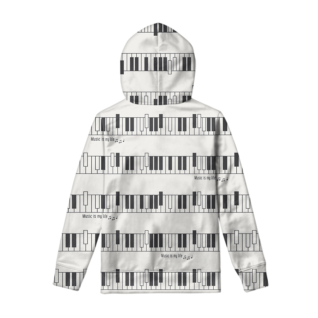 Piano Pattern Print Pullover Hoodie