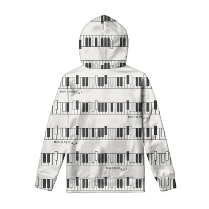 Piano Pattern Print Pullover Hoodie