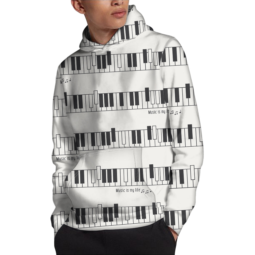 Piano Pattern Print Pullover Hoodie