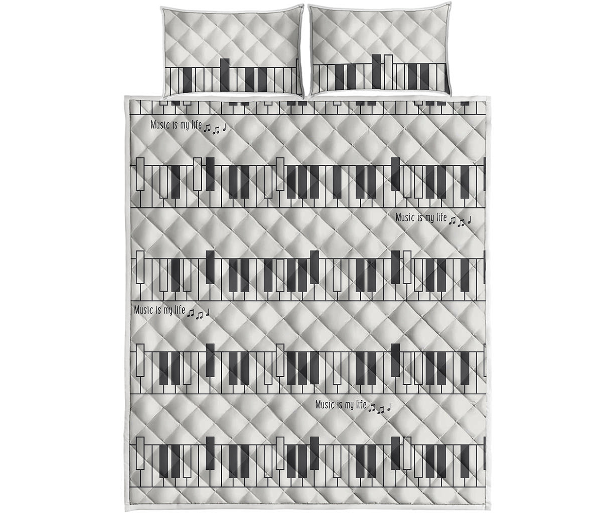 Piano Pattern Print Quilt Bed Set