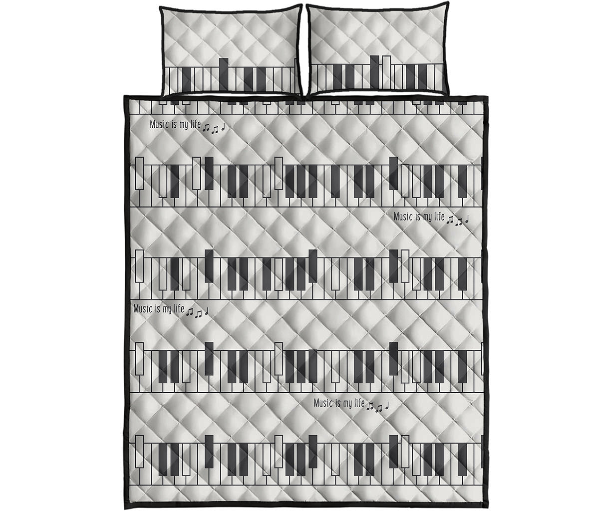 Piano Pattern Print Quilt Bed Set
