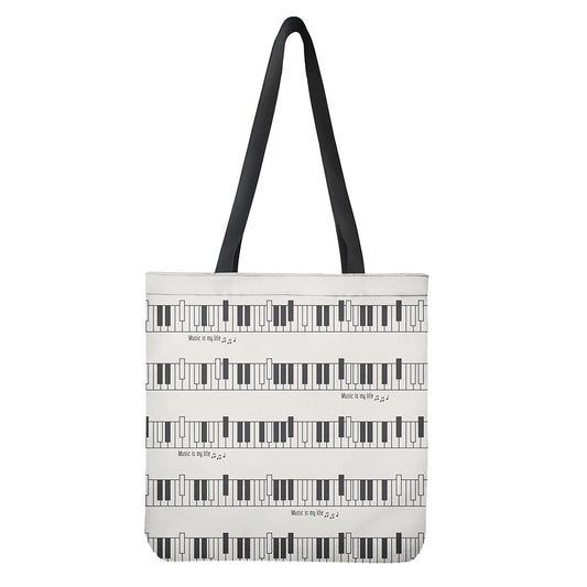 Piano Pattern Print Tote Bag
