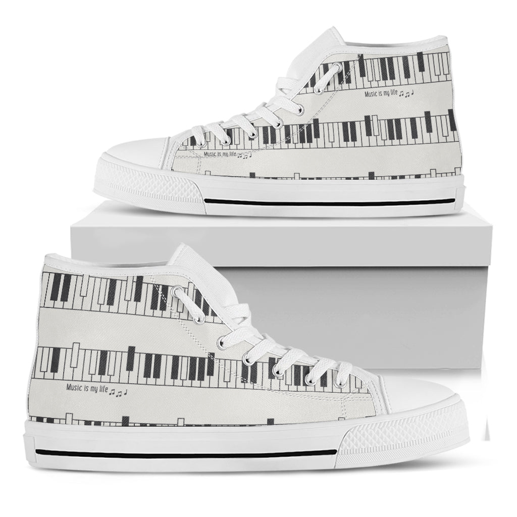 Piano Pattern Print White High Top Shoes