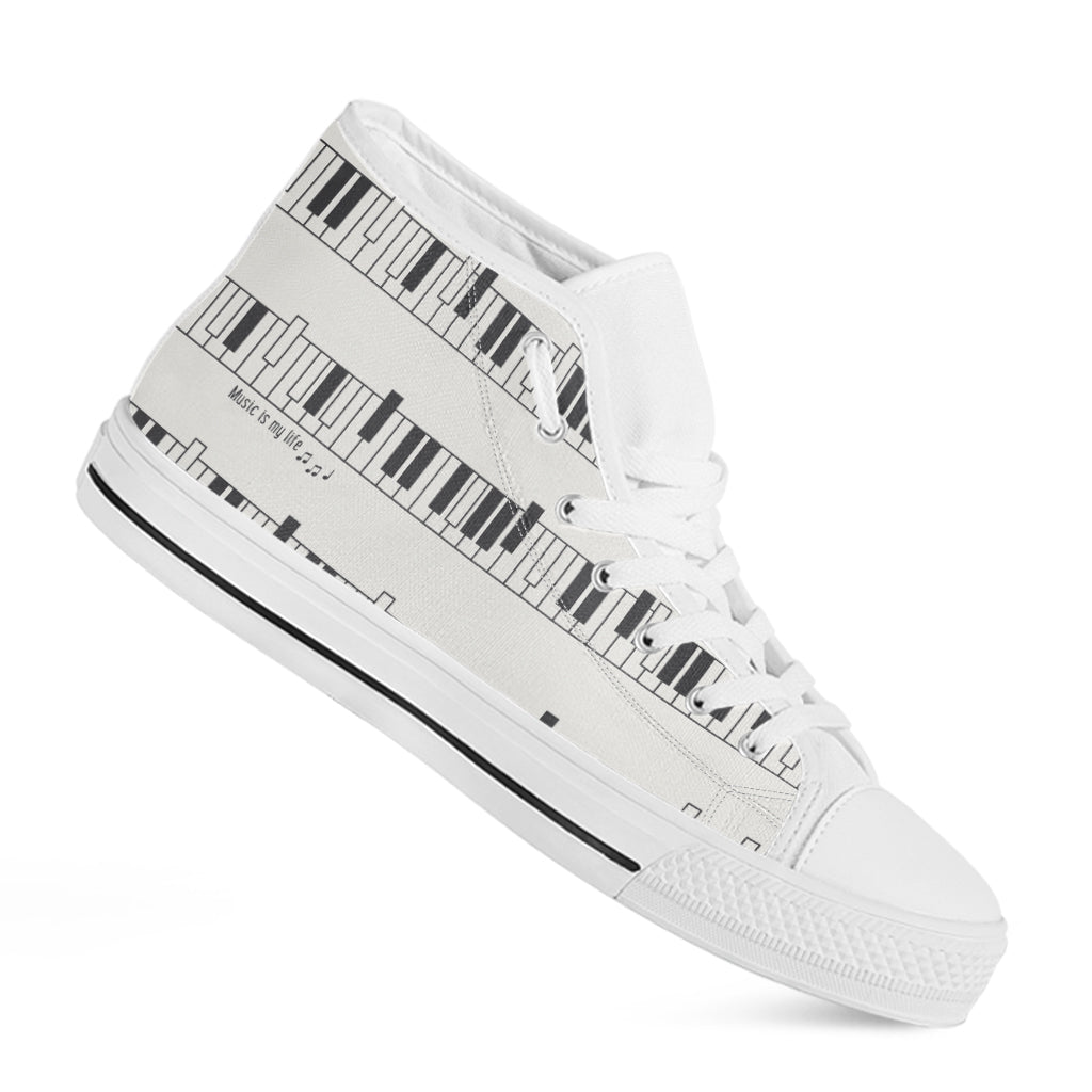 Piano Pattern Print White High Top Shoes
