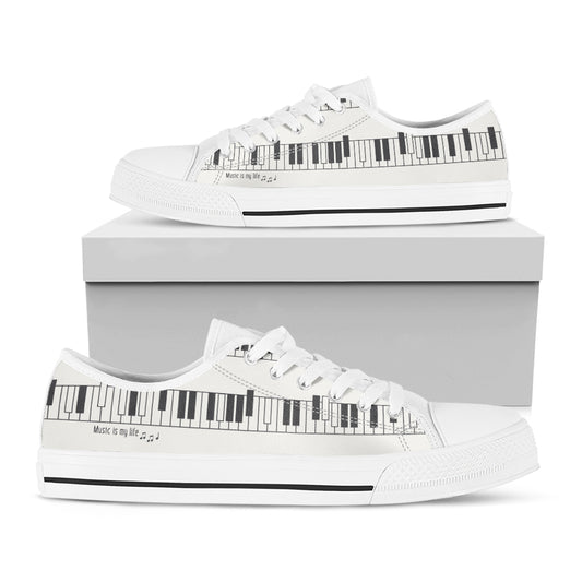 Piano Pattern Print White Low Top Shoes