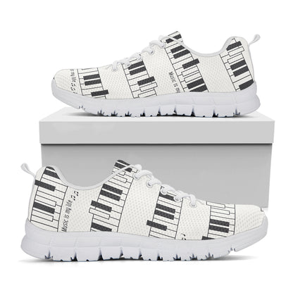 Piano Pattern Print White Sneakers