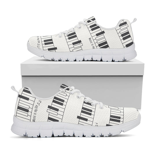 Piano Pattern Print White Sneakers