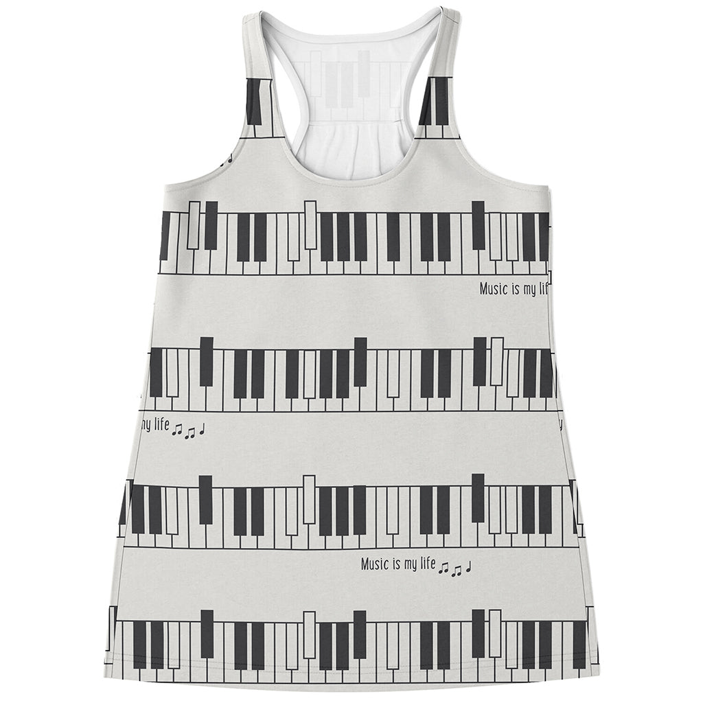 Piano Pattern Print Women's Racerback Tank Top