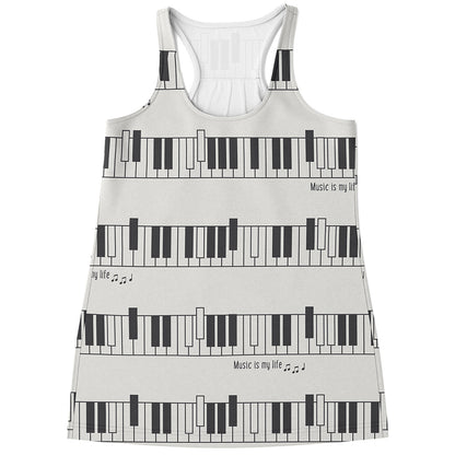 Piano Pattern Print Women's Racerback Tank Top