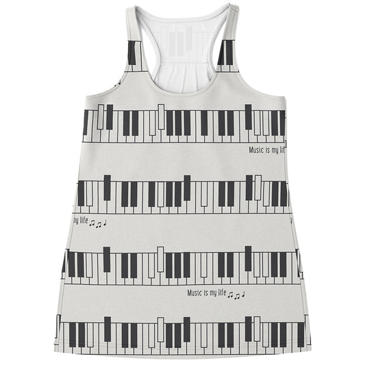 Piano Pattern Print Women's Racerback Tank Top