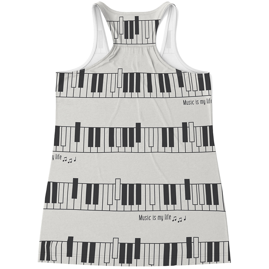 Piano Pattern Print Women's Racerback Tank Top