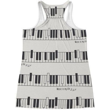 Piano Pattern Print Women's Racerback Tank Top