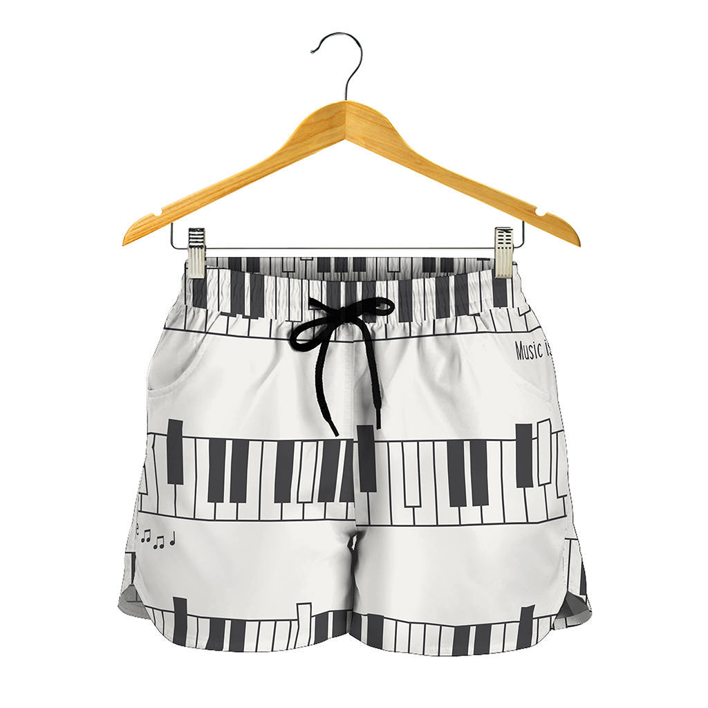 Piano Pattern Print Women's Shorts