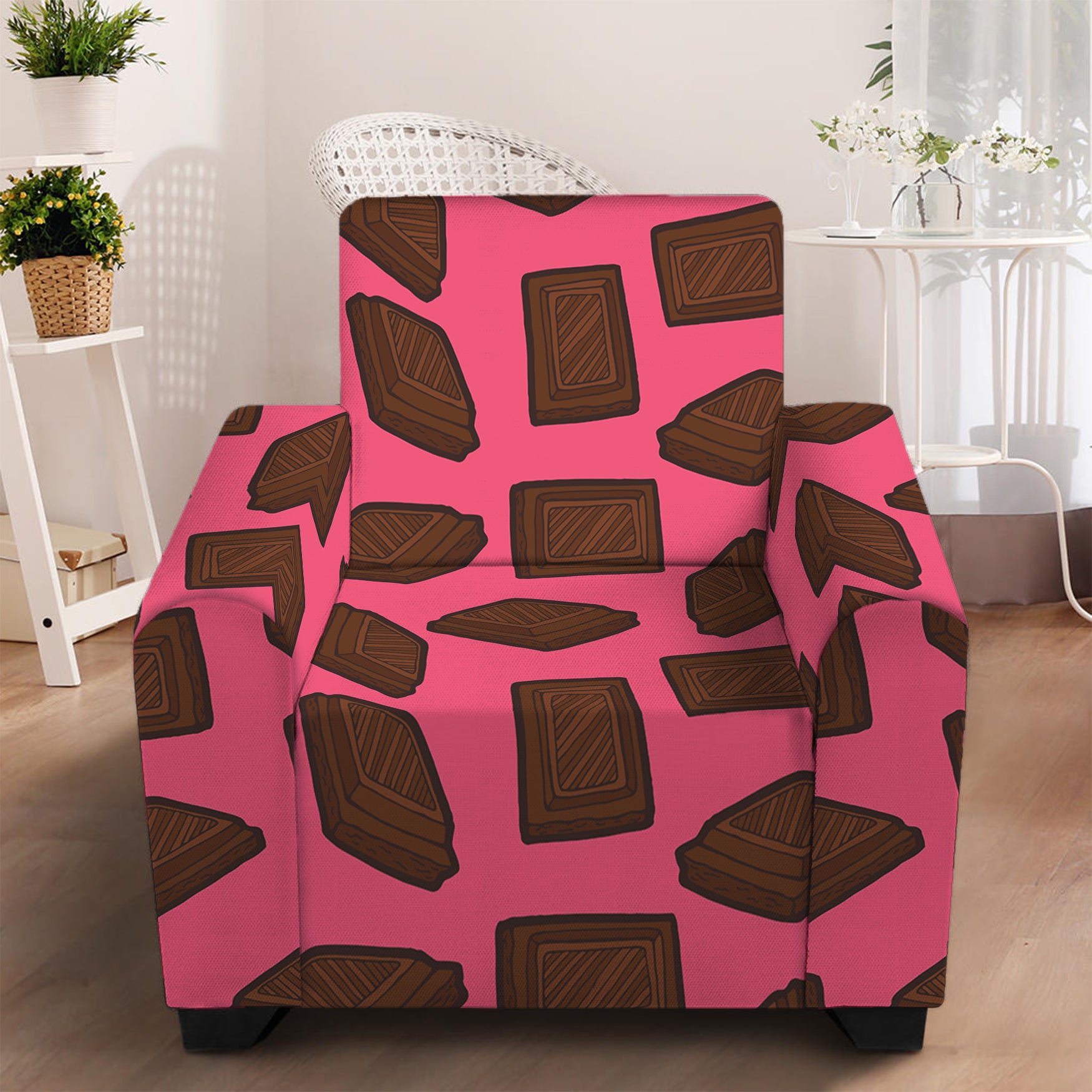 Pieces of Chocolate Pattern Print Armchair Slipcover