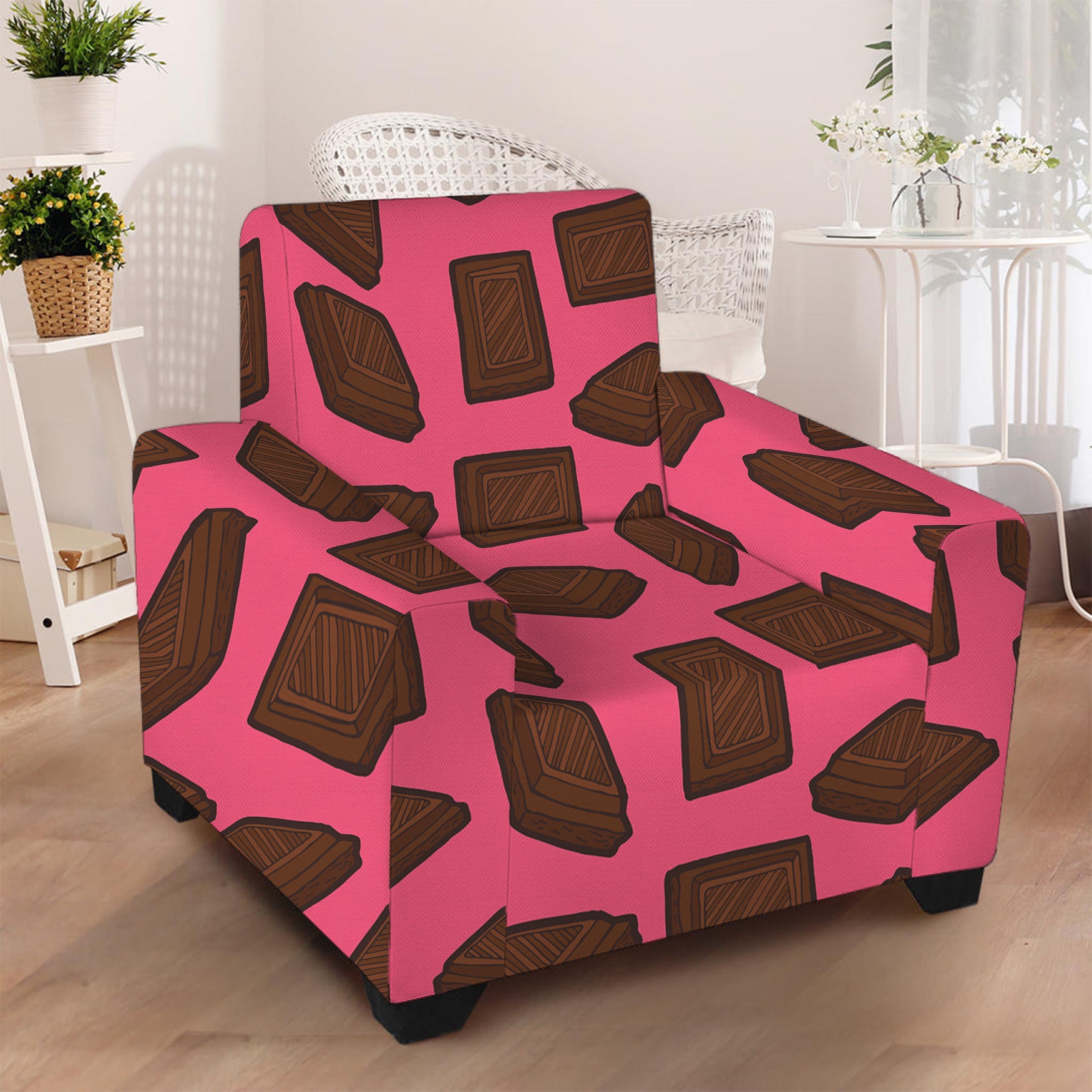 Pieces of Chocolate Pattern Print Armchair Slipcover