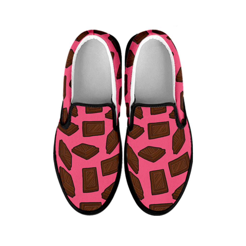 Pieces of Chocolate Pattern Print Black Slip On Shoes