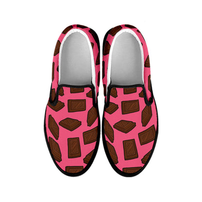 Pieces of Chocolate Pattern Print Black Slip On Shoes