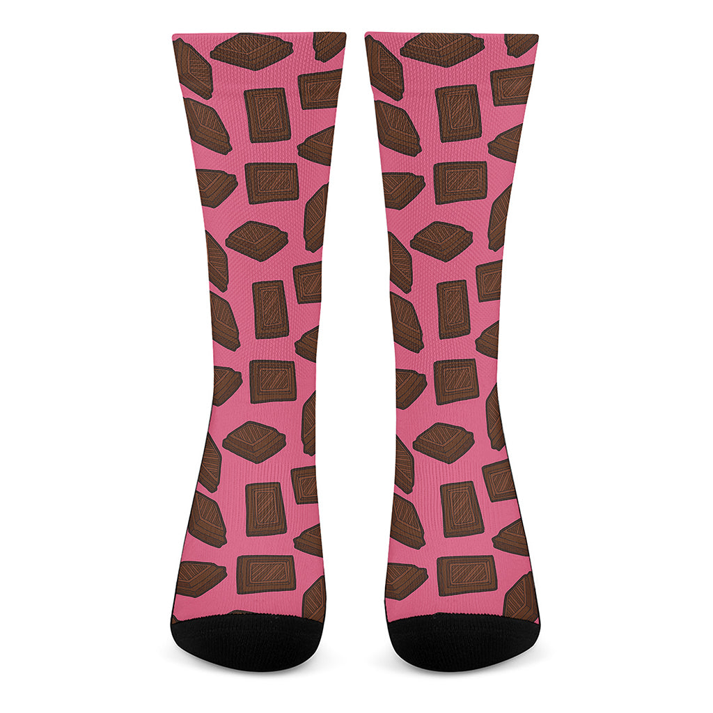 Pieces of Chocolate Pattern Print Crew Socks