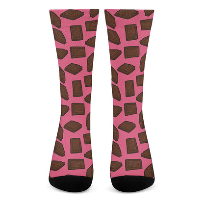 Pieces of Chocolate Pattern Print Crew Socks