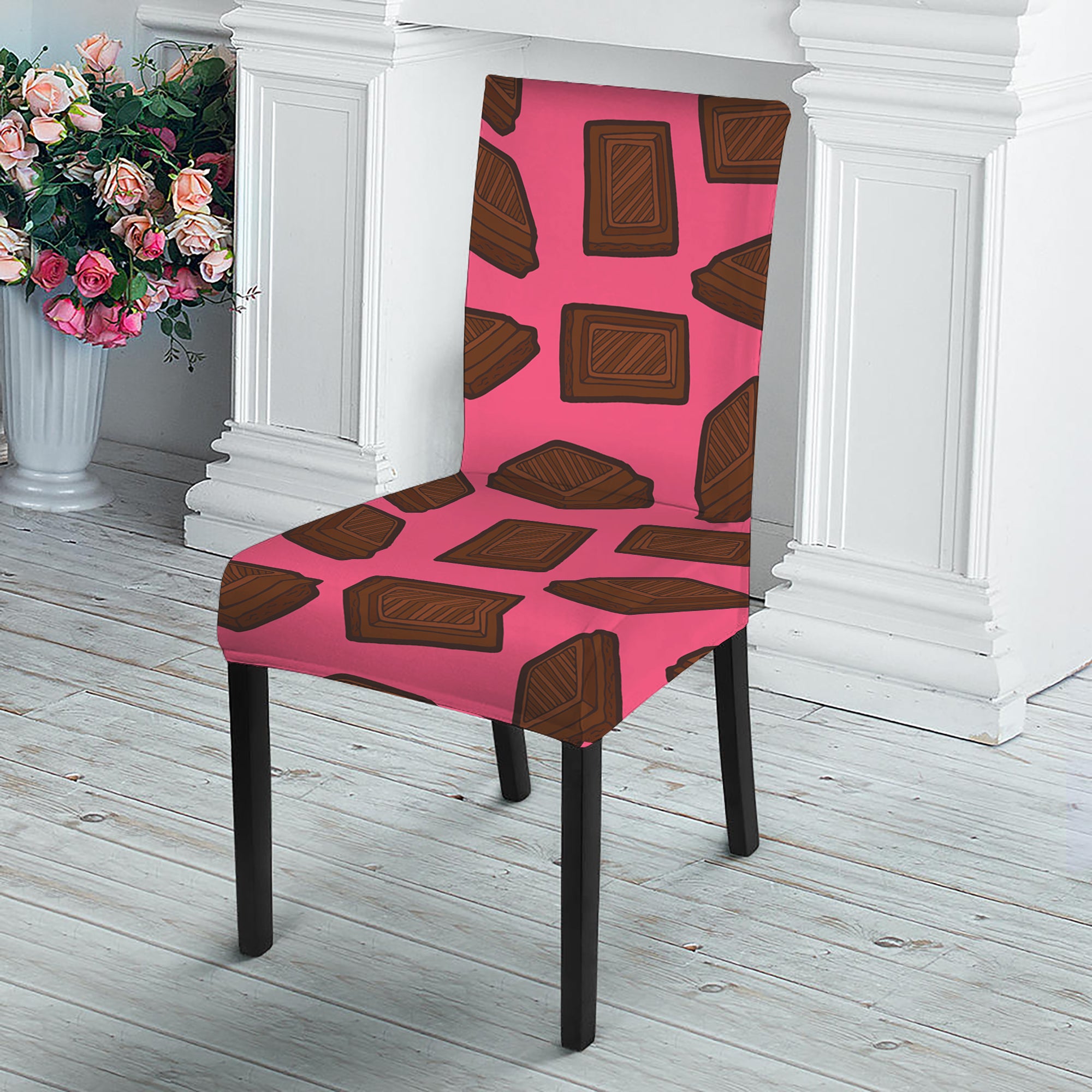 Pieces of Chocolate Pattern Print Dining Chair Slipcover