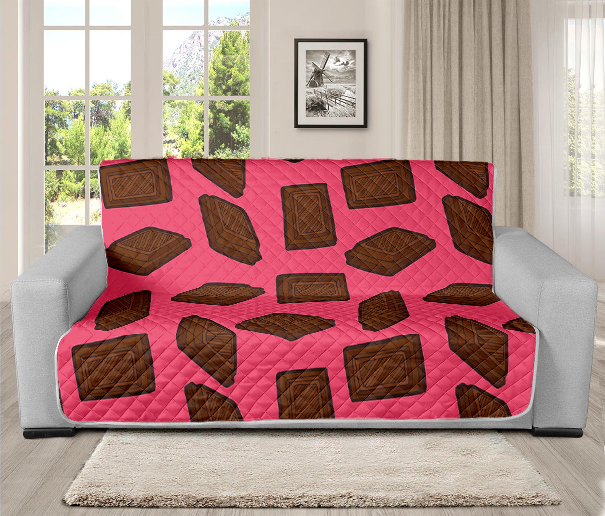 Pieces of Chocolate Pattern Print Futon Protector