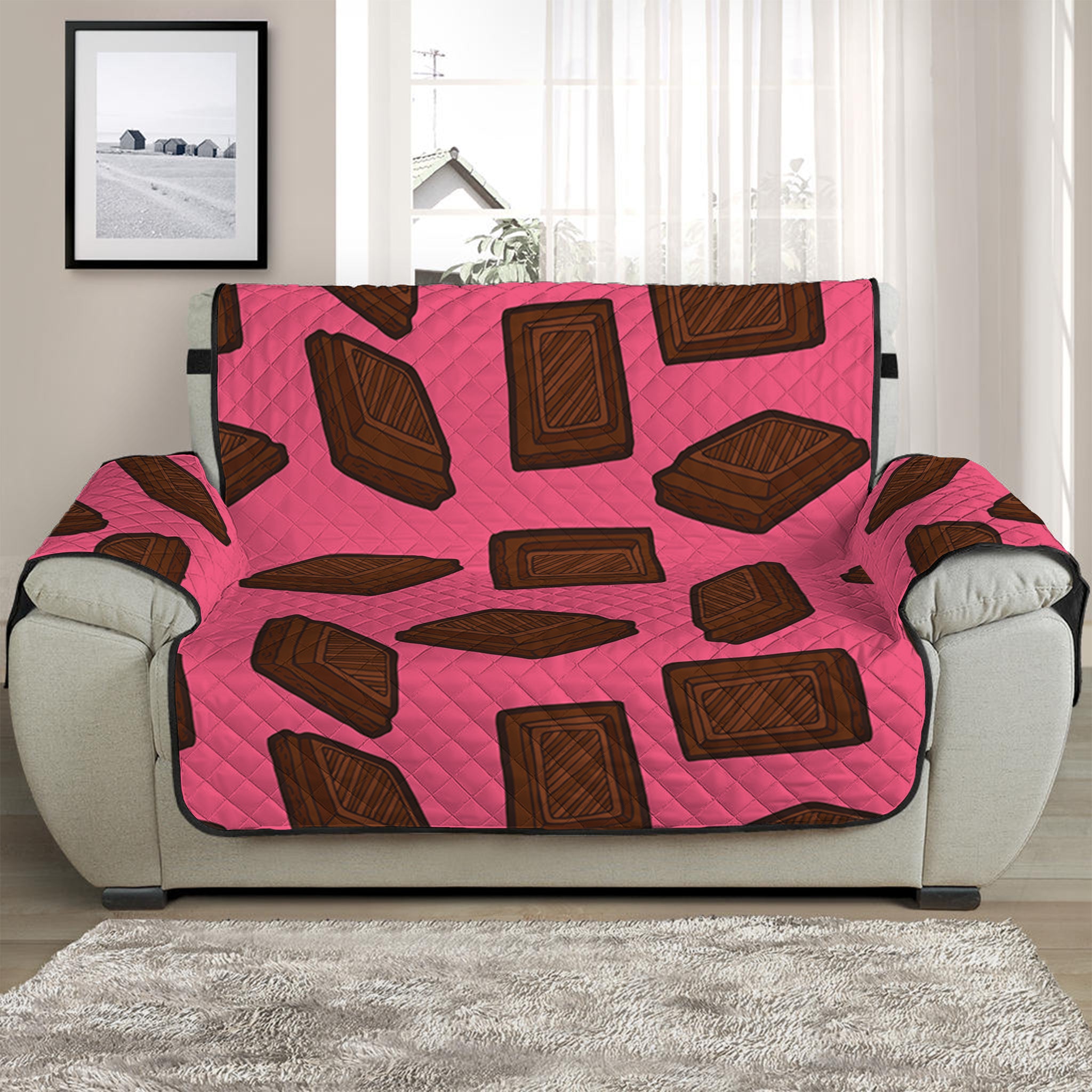 Pieces of Chocolate Pattern Print Half Sofa Protector