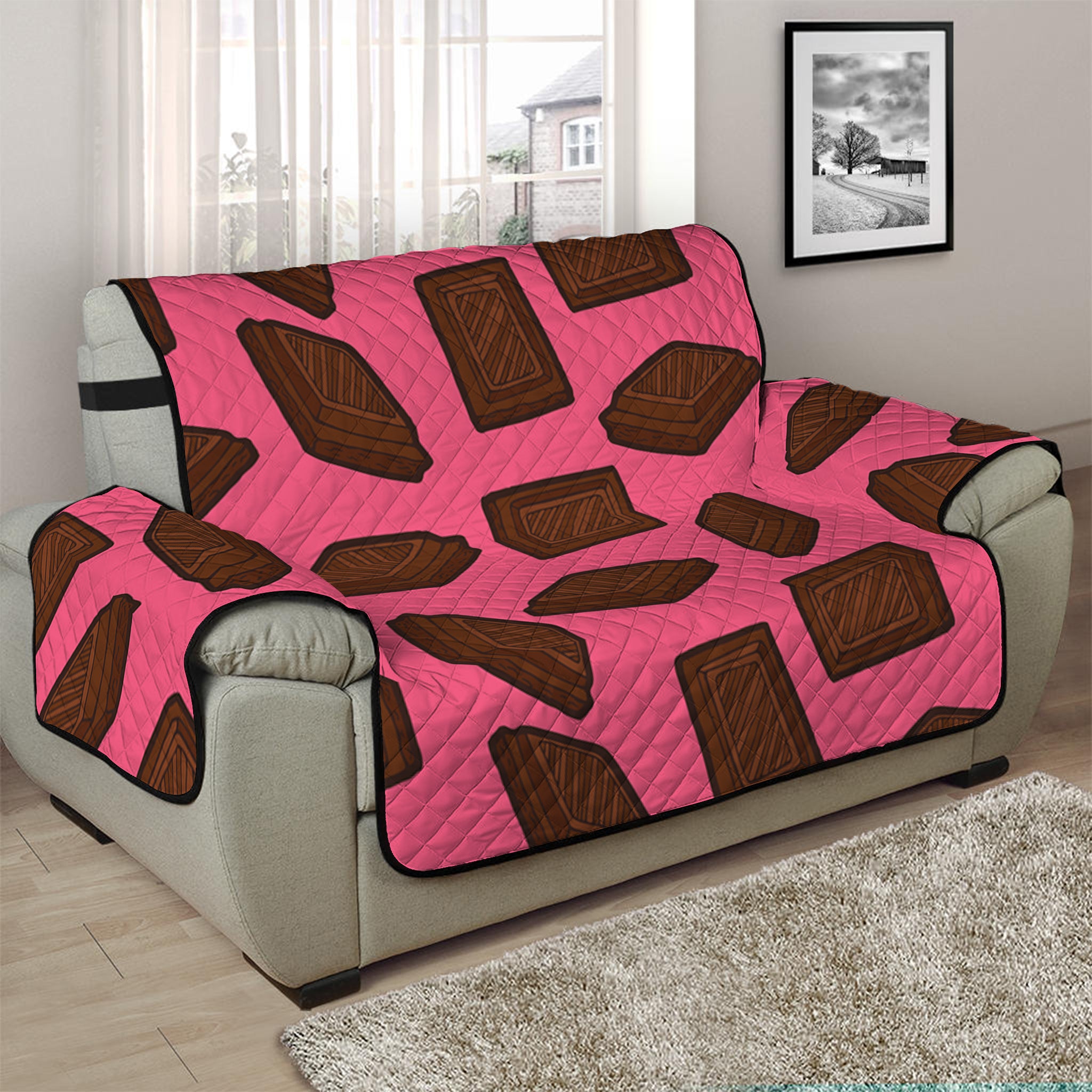 Pieces of Chocolate Pattern Print Half Sofa Protector