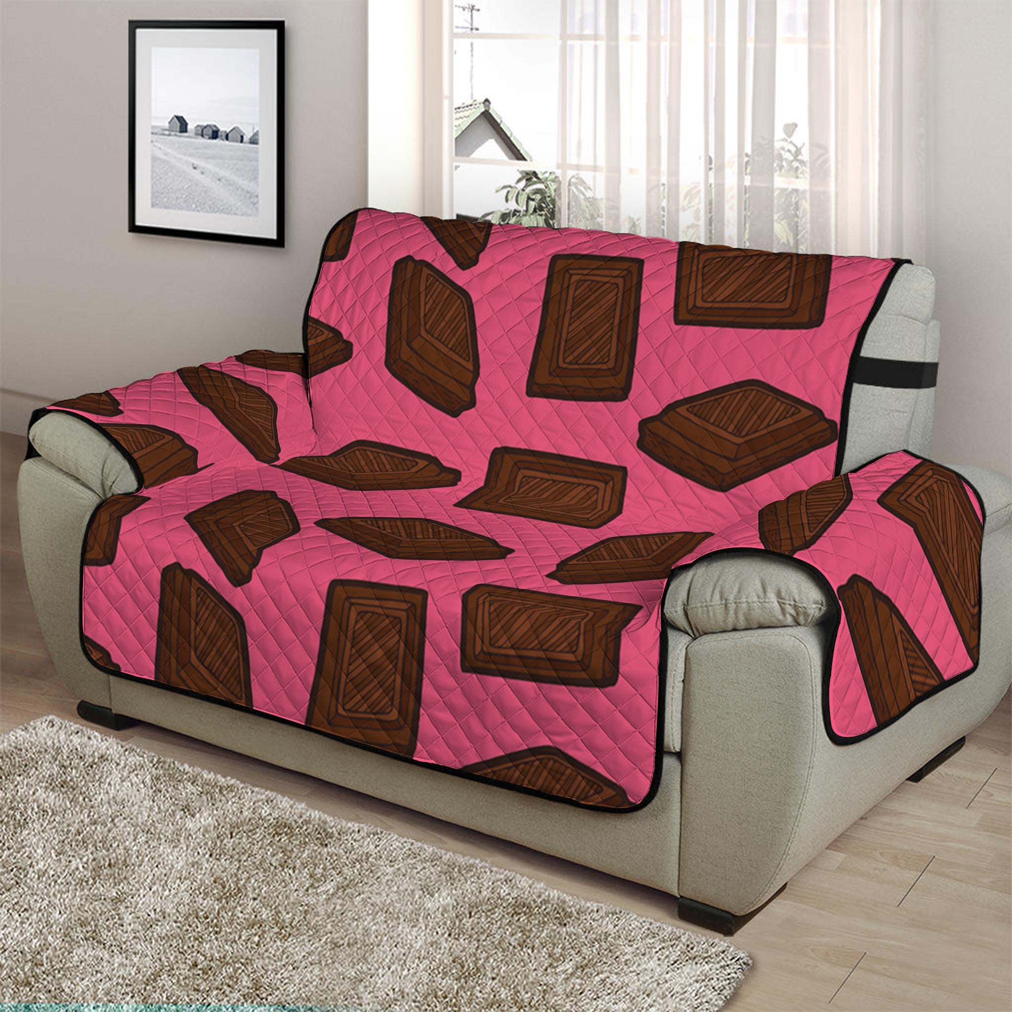 Pieces of Chocolate Pattern Print Half Sofa Protector