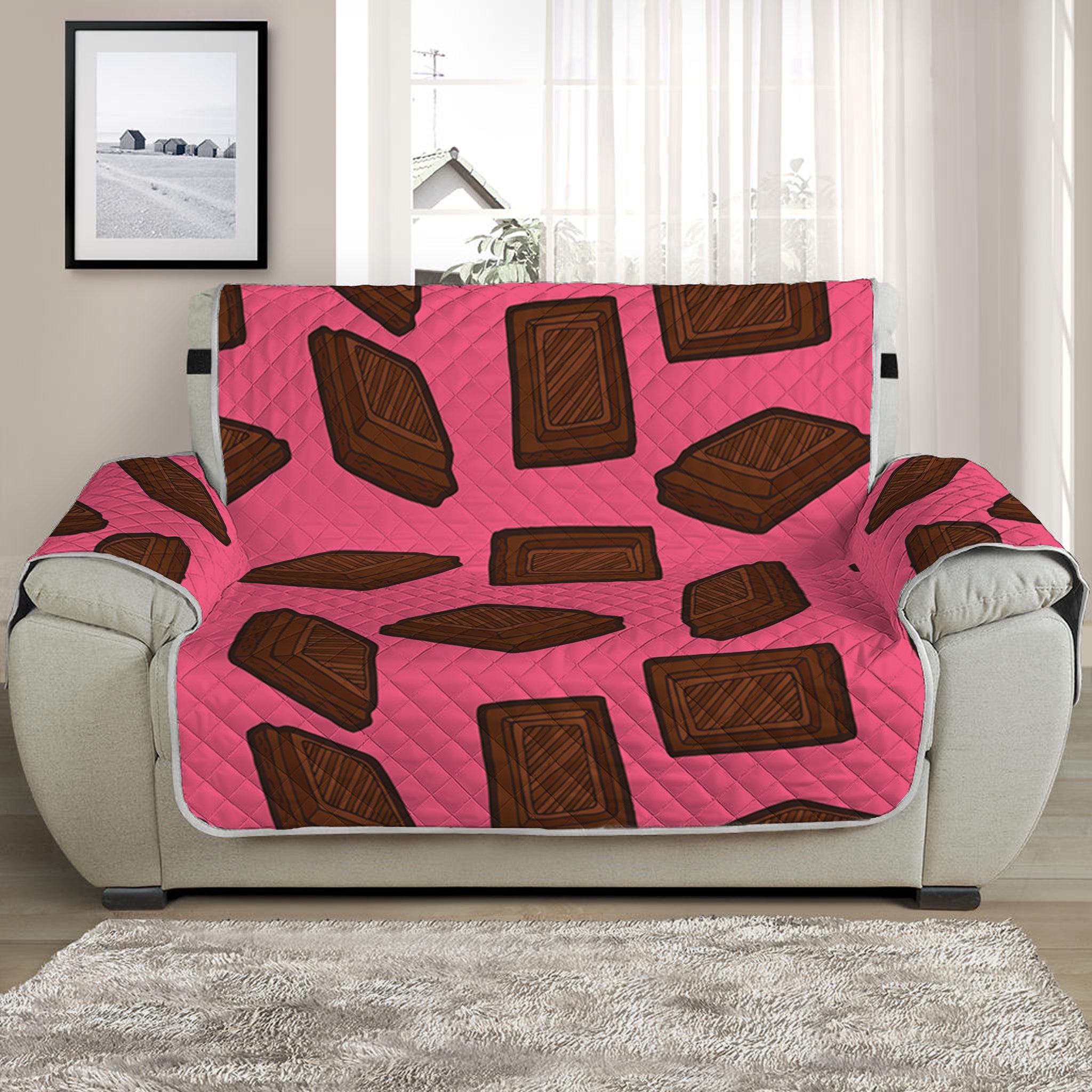 Pieces of Chocolate Pattern Print Half Sofa Protector