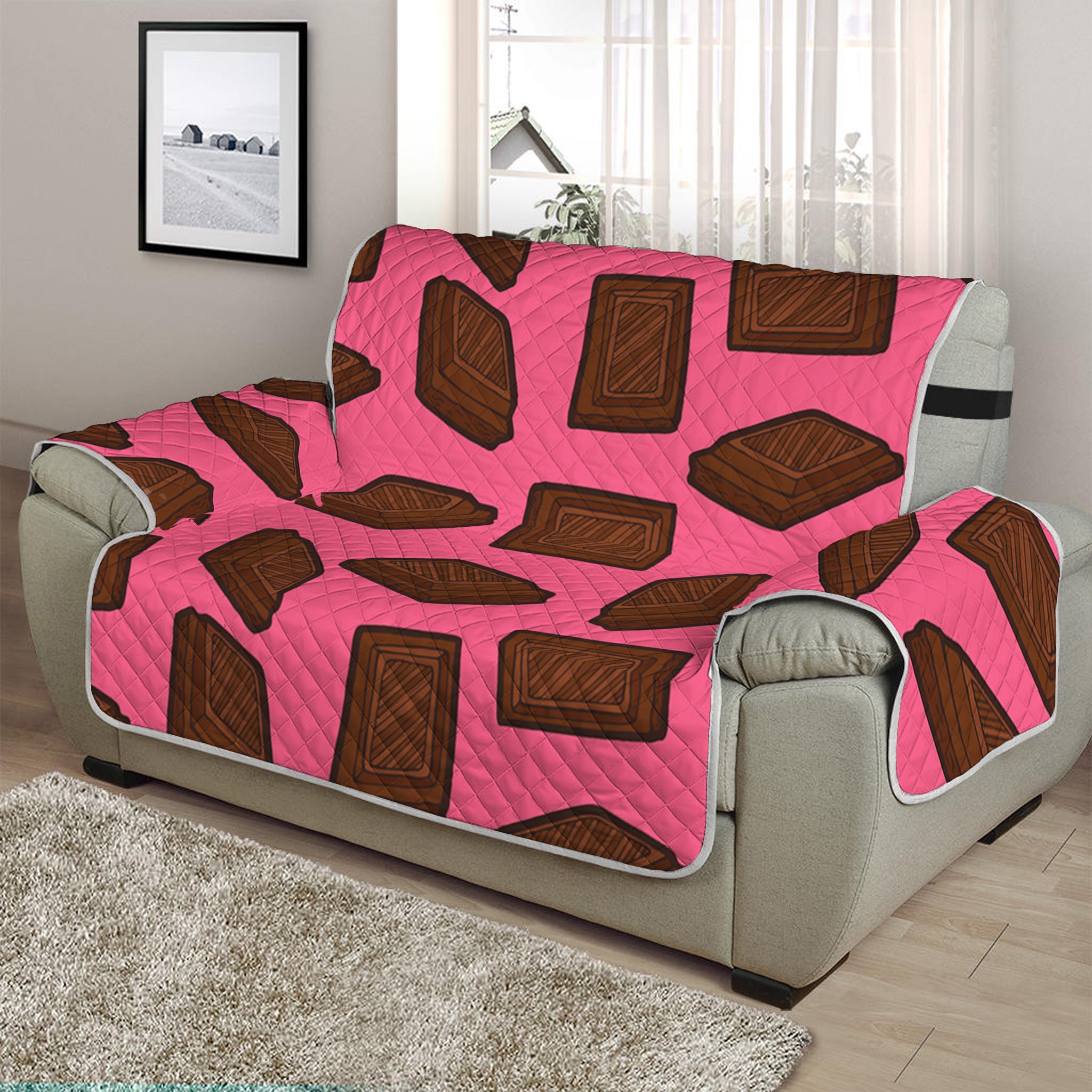 Pieces of Chocolate Pattern Print Half Sofa Protector