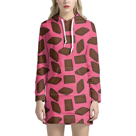 Pieces of Chocolate Pattern Print Hoodie Dress