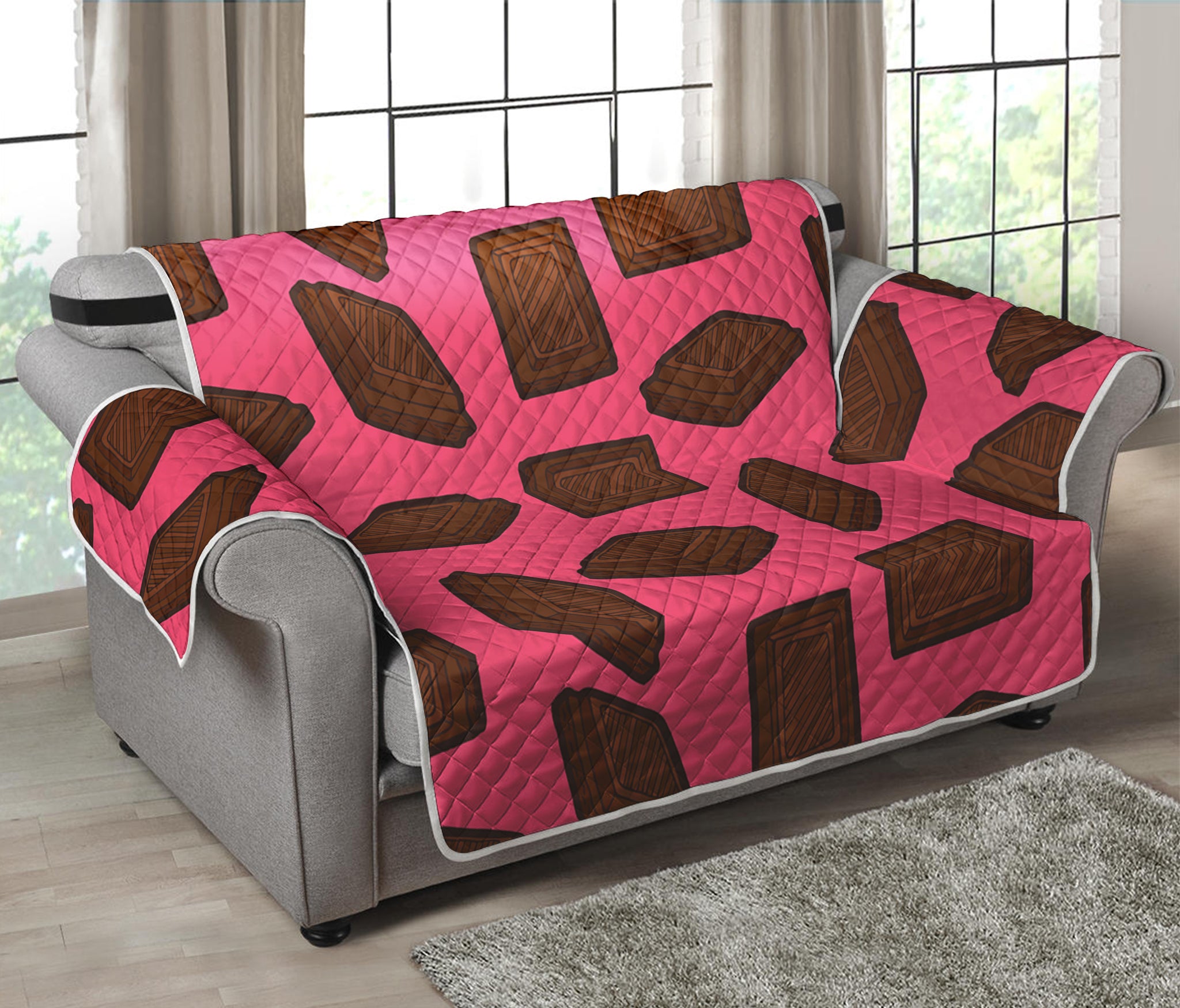 Pieces of Chocolate Pattern Print Loveseat Protector