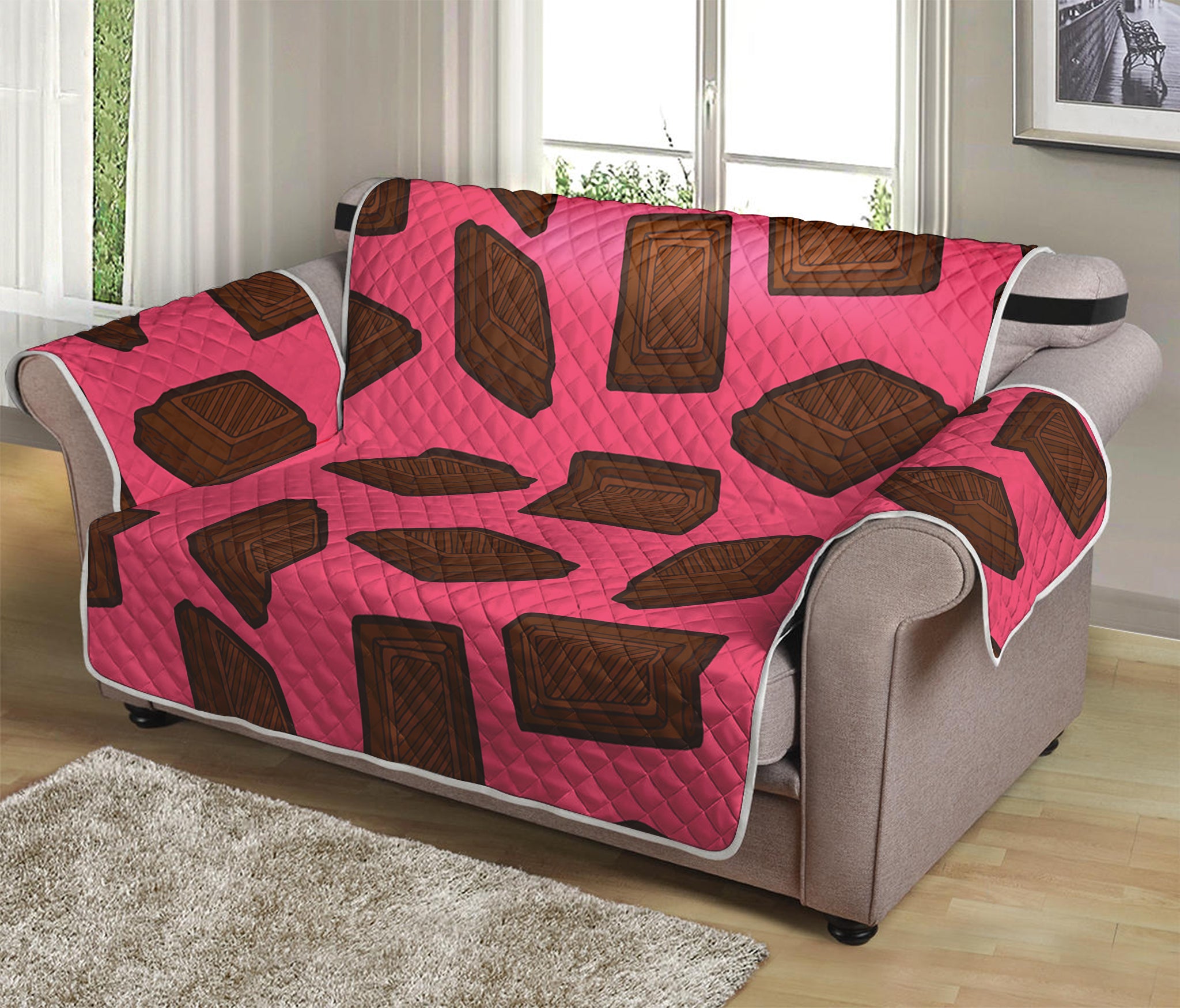 Pieces of Chocolate Pattern Print Loveseat Protector