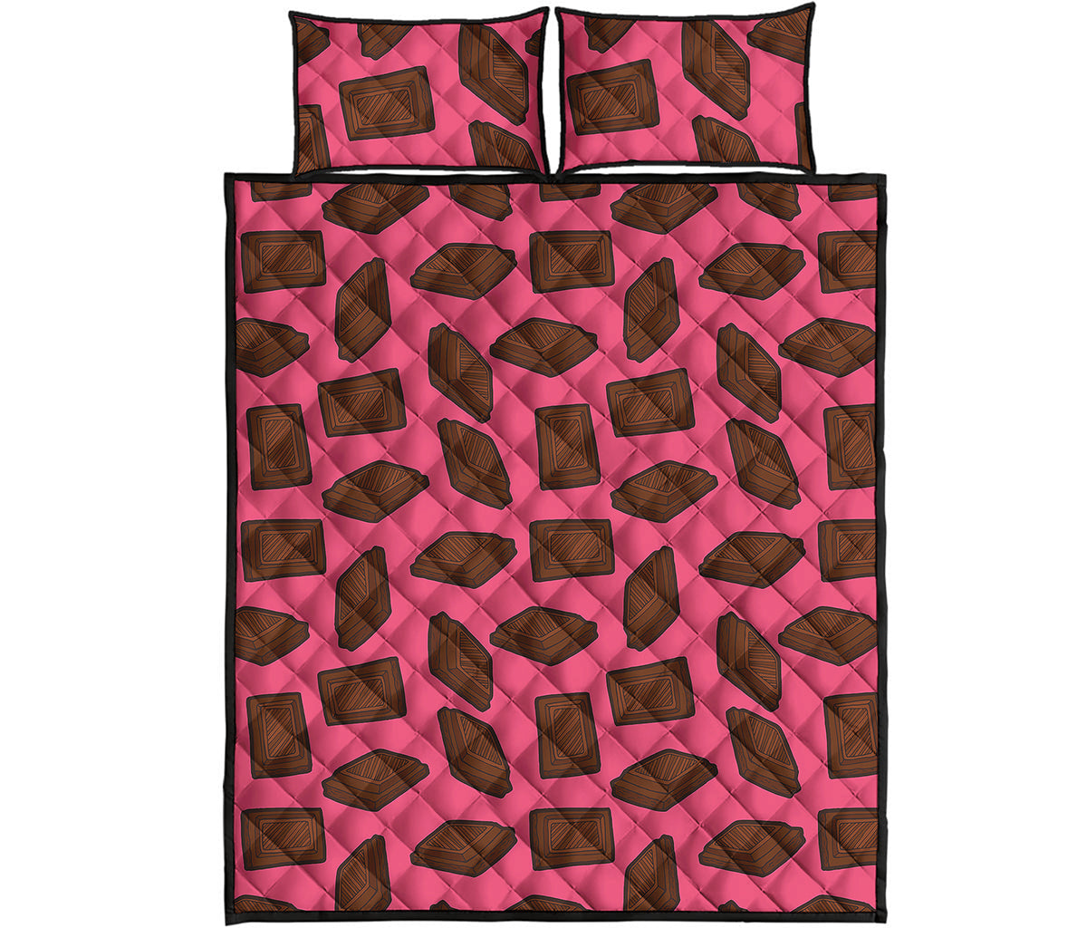 Pieces of Chocolate Pattern Print Quilt Bed Set