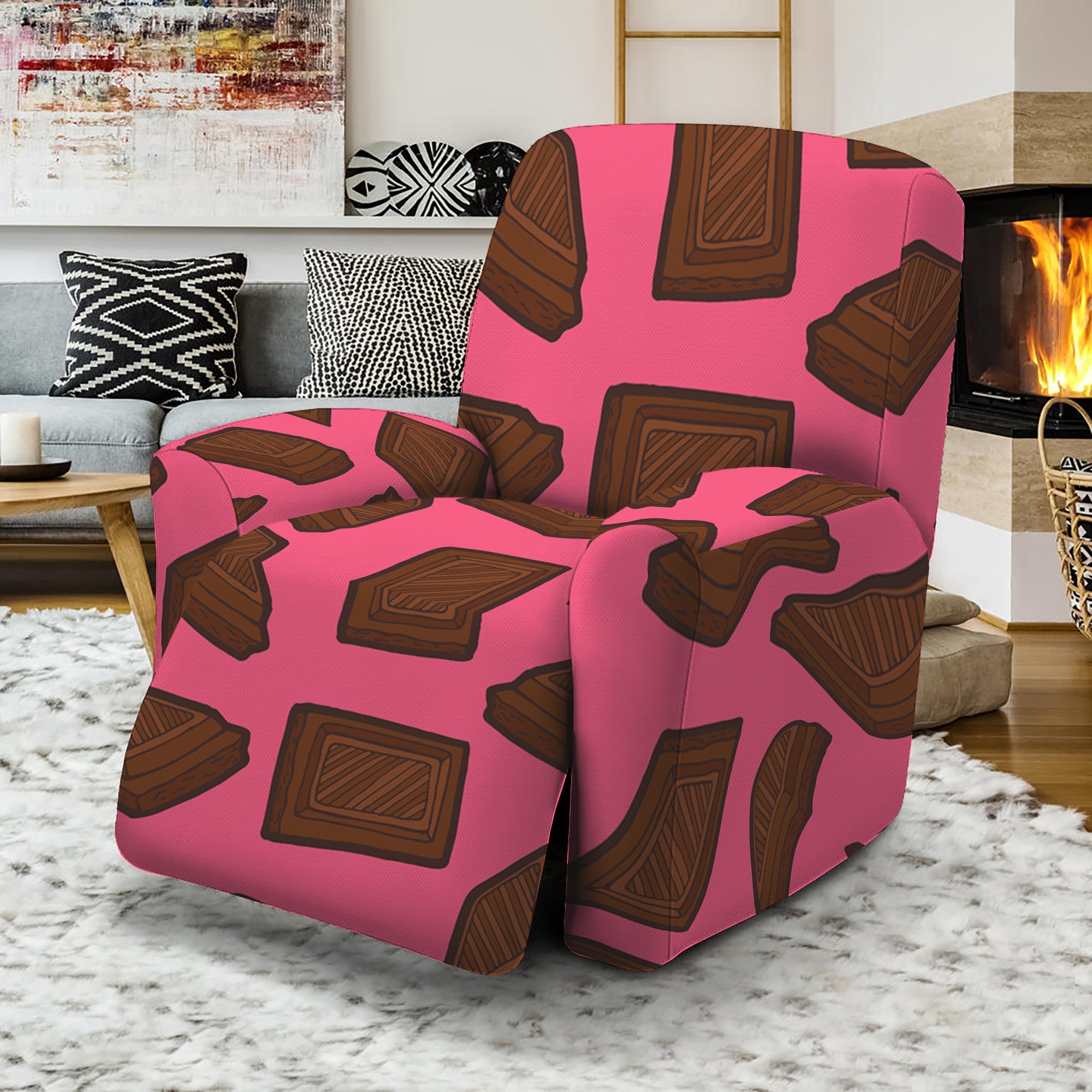 Pieces of Chocolate Pattern Print Recliner Slipcover