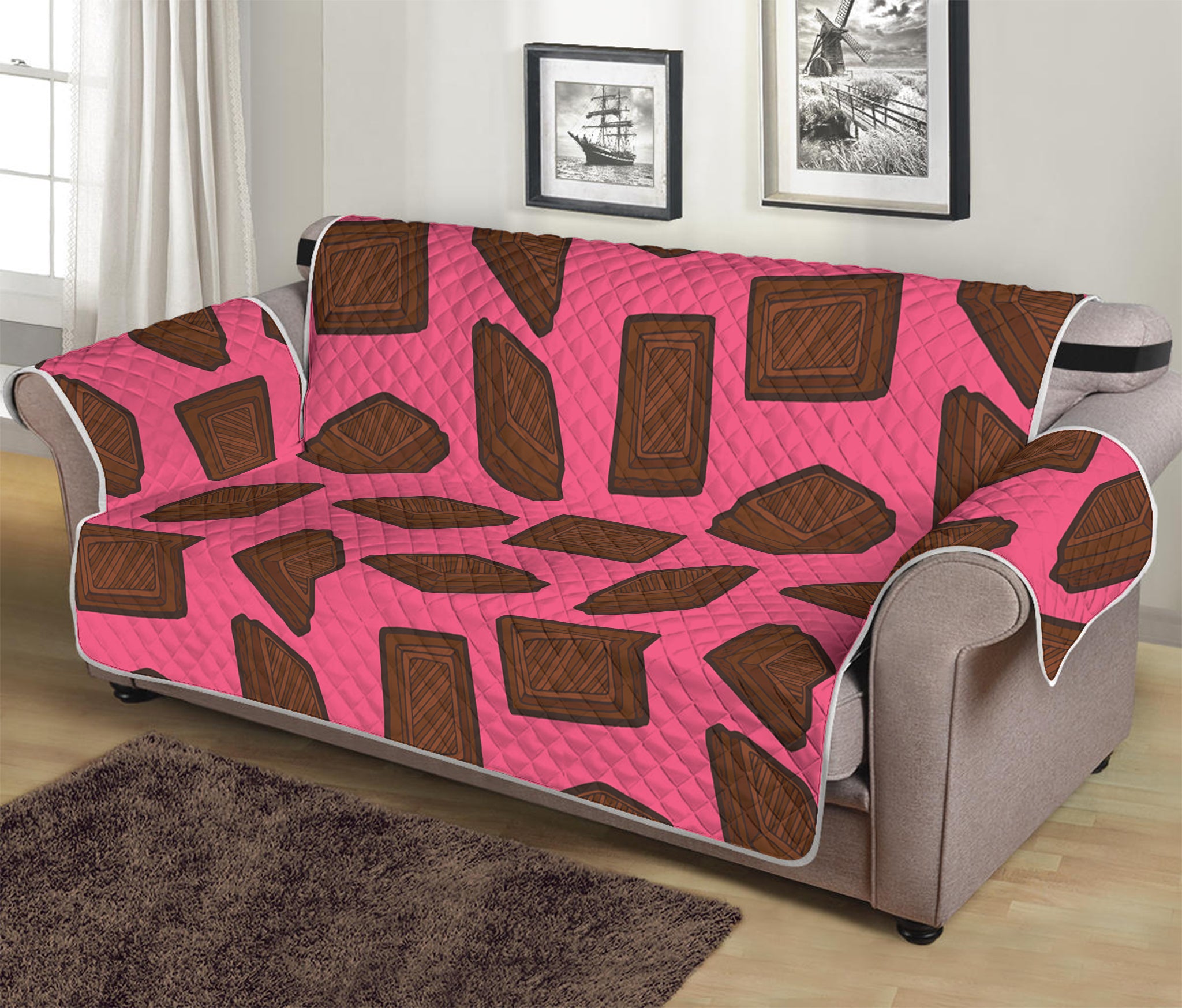 Pieces of Chocolate Pattern Print Sofa Protector