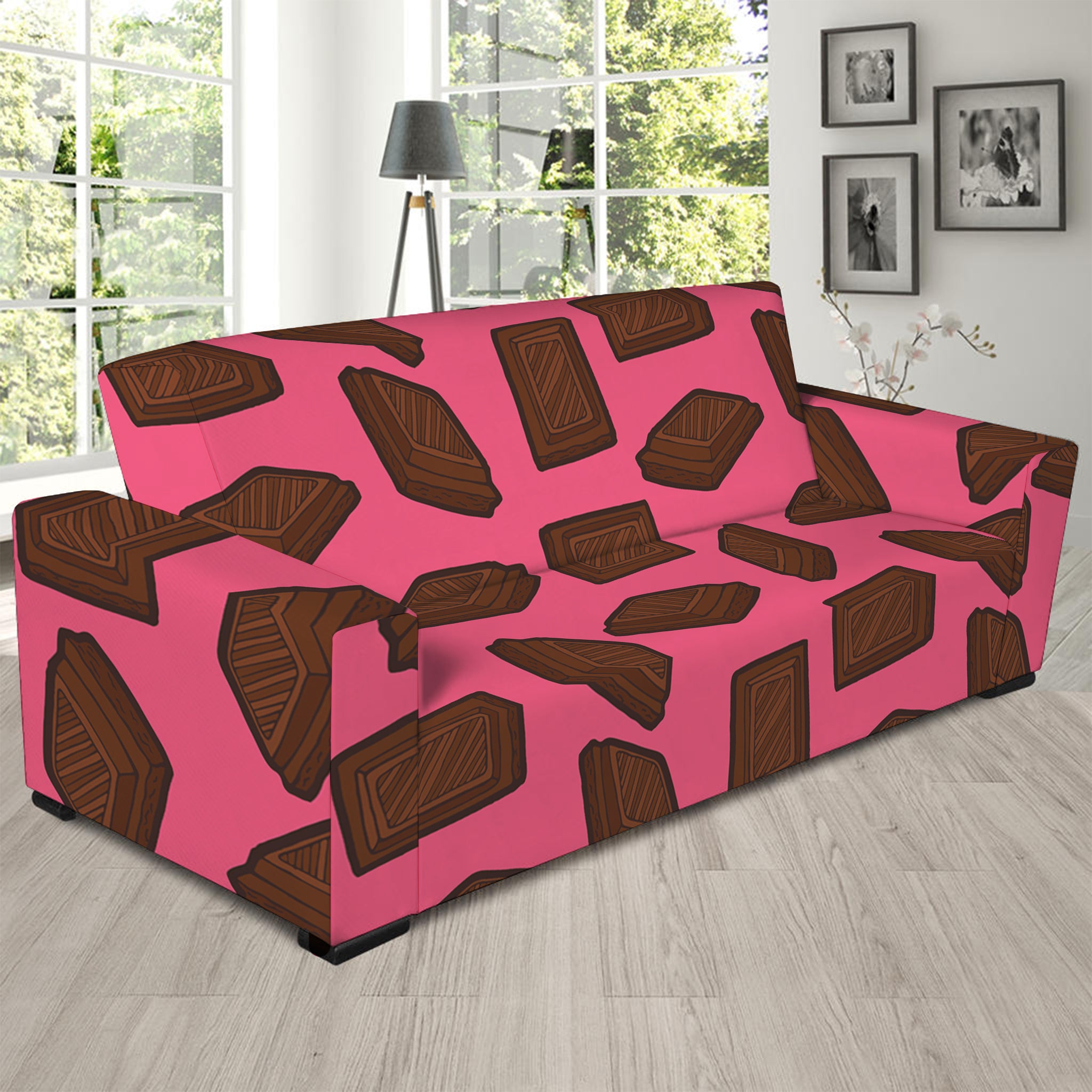 Pieces of Chocolate Pattern Print Sofa Slipcover