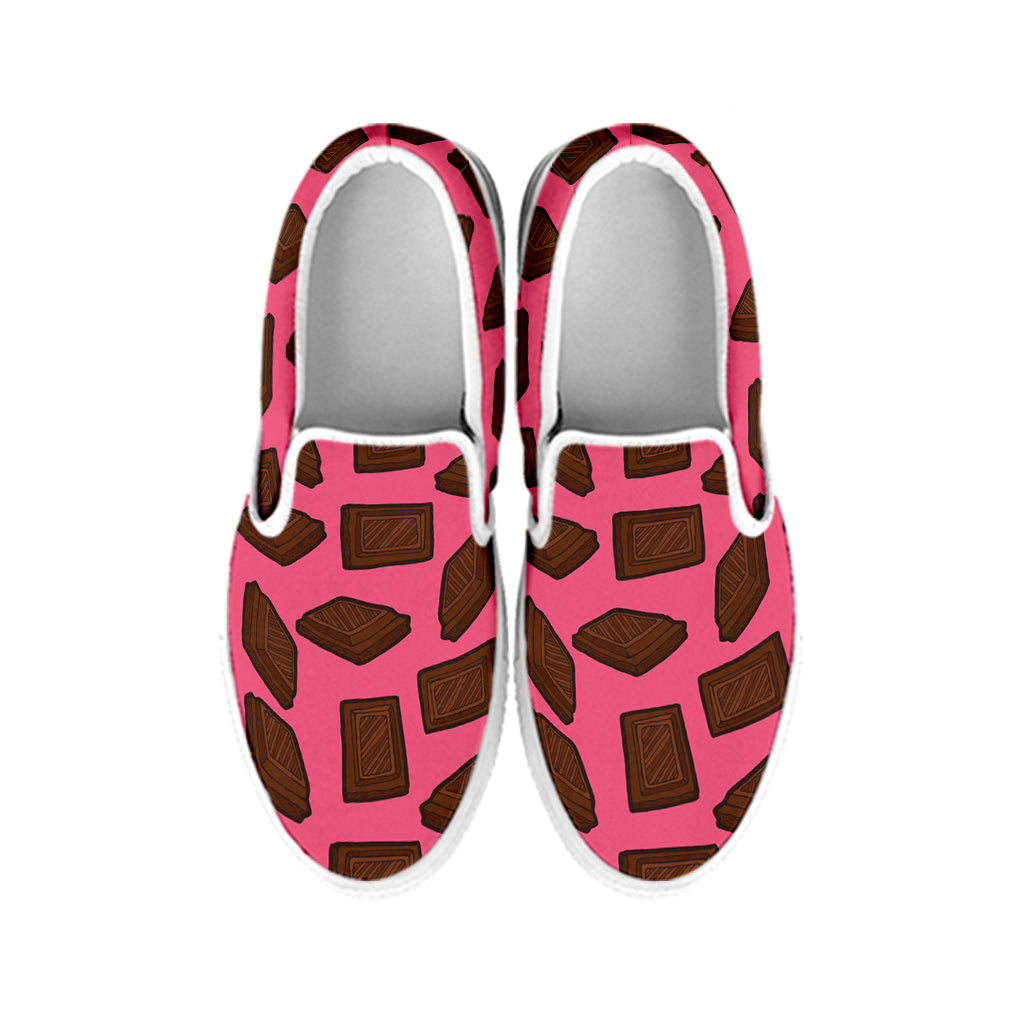 Pieces of Chocolate Pattern Print White Slip On Shoes