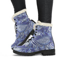 Pigeon Floral Bohemian Pattern Print Faux Fur Leather Boots