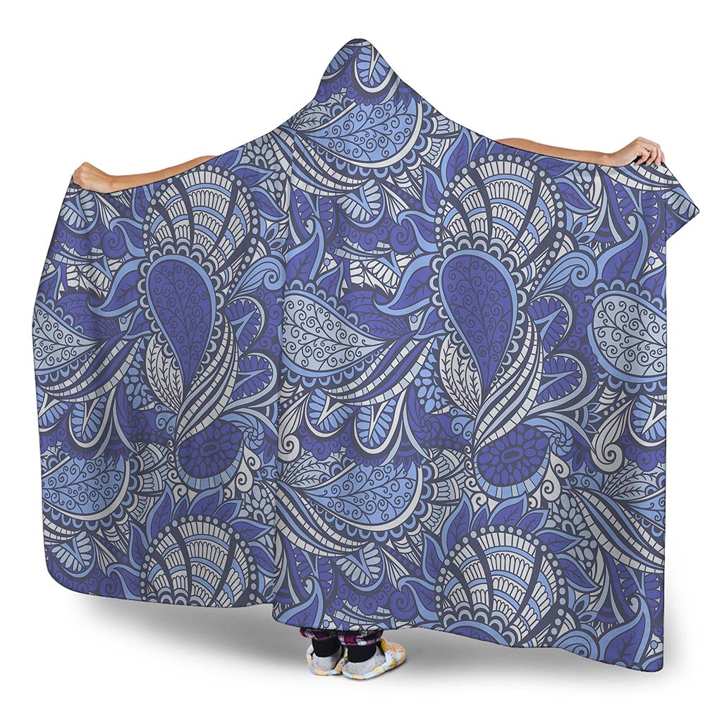 Pigeon Floral Bohemian Pattern Print Hooded Blanket