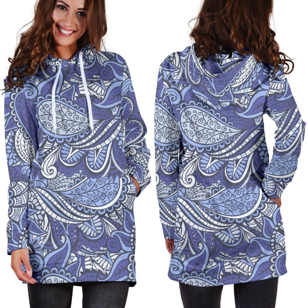 Pigeon Floral Bohemian Pattern Print Hoodie Dress GearFrost