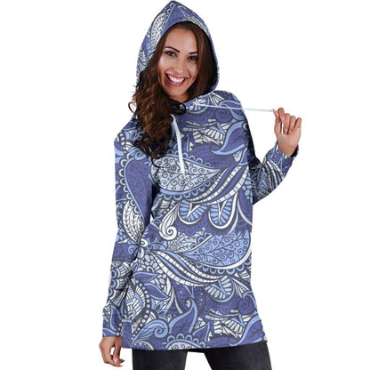 Pigeon Floral Bohemian Pattern Print Hoodie Dress GearFrost