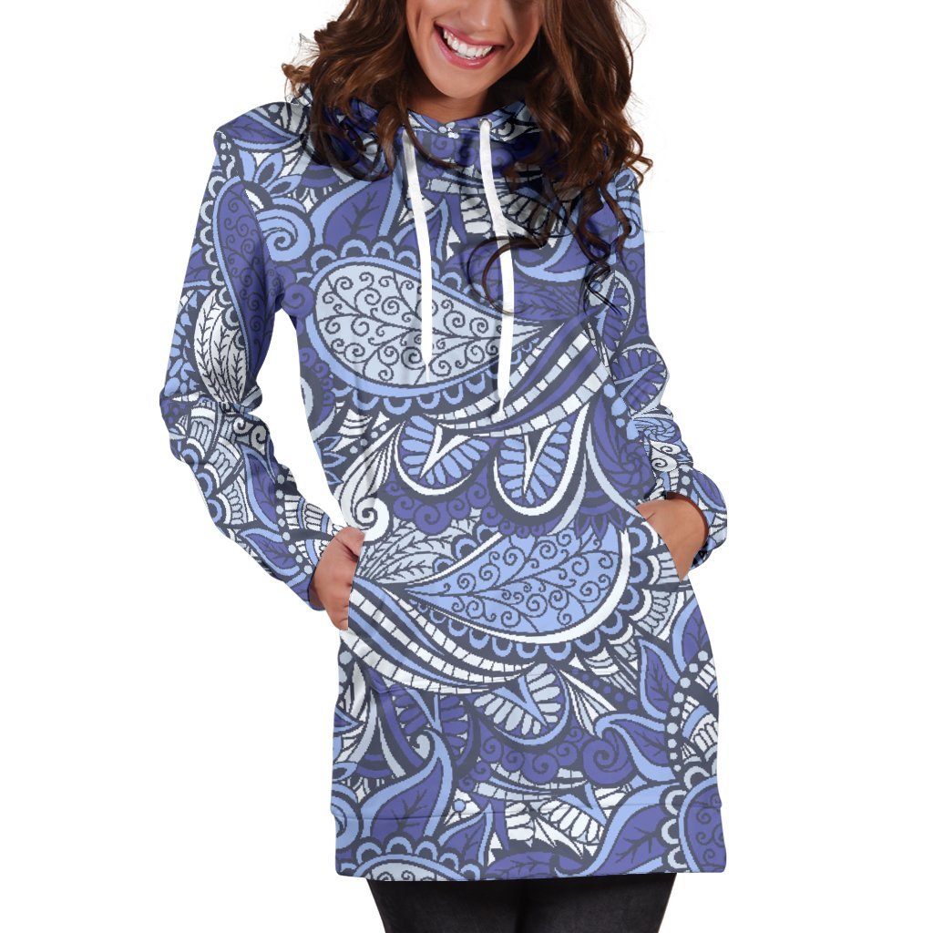 Pigeon Floral Bohemian Pattern Print Hoodie Dress GearFrost