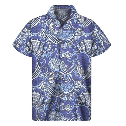 Pigeon Floral Bohemian Pattern Print Men's Short Sleeve Shirt