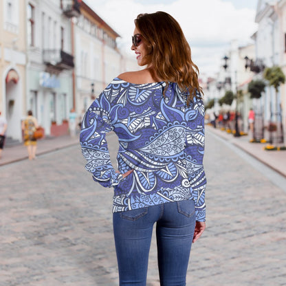 Pigeon Floral Bohemian Pattern Print Off Shoulder Sweatshirt GearFrost