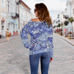 Pigeon Floral Bohemian Pattern Print Off Shoulder Sweatshirt GearFrost