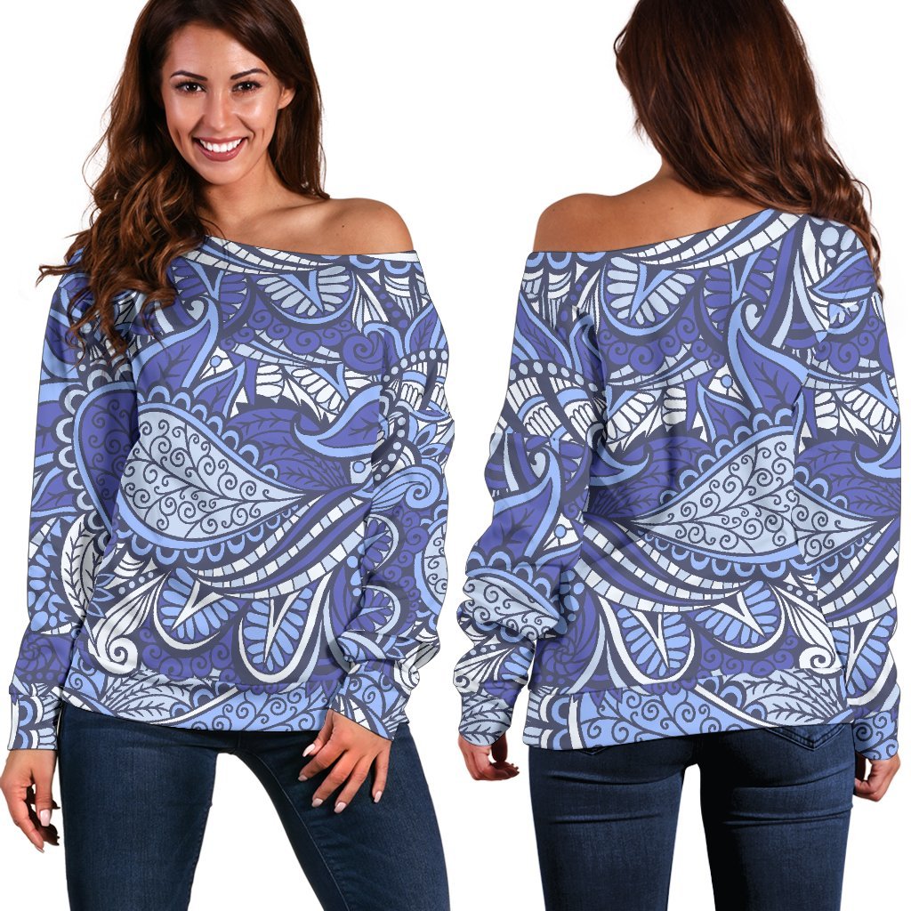 Pigeon Floral Bohemian Pattern Print Off Shoulder Sweatshirt GearFrost