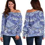 Pigeon Floral Bohemian Pattern Print Off Shoulder Sweatshirt GearFrost