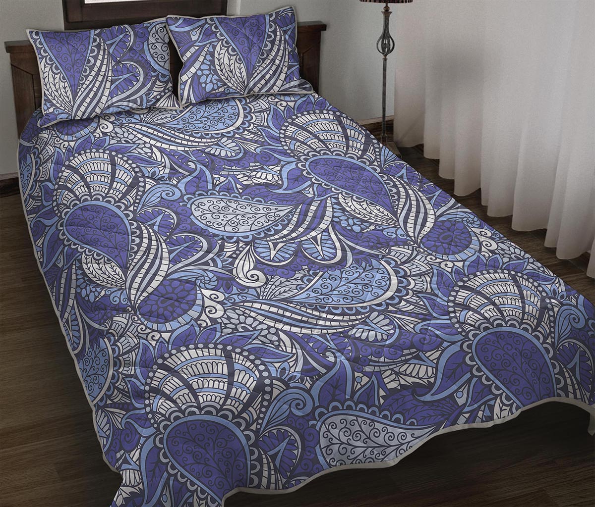 Pigeon Floral Bohemian Pattern Print Quilt Bed Set